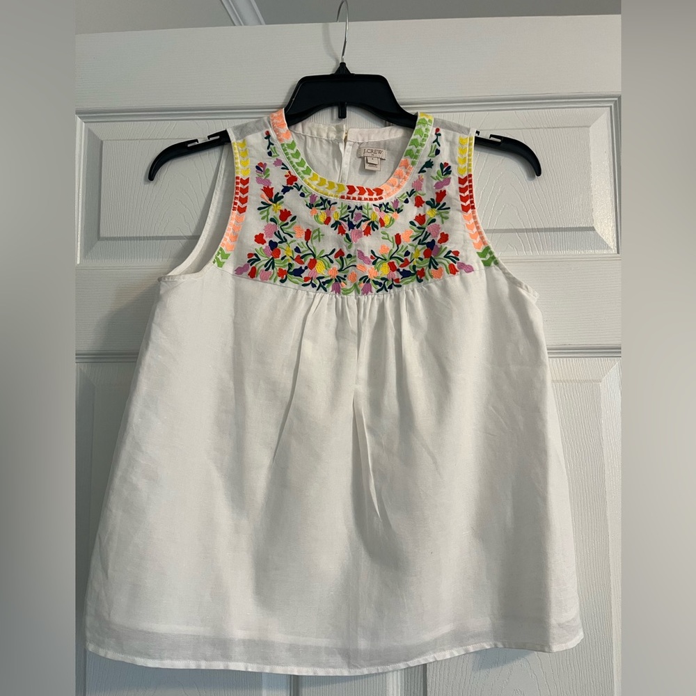 Women’s J Crew Embroidered Tank Blouse. Size - small.